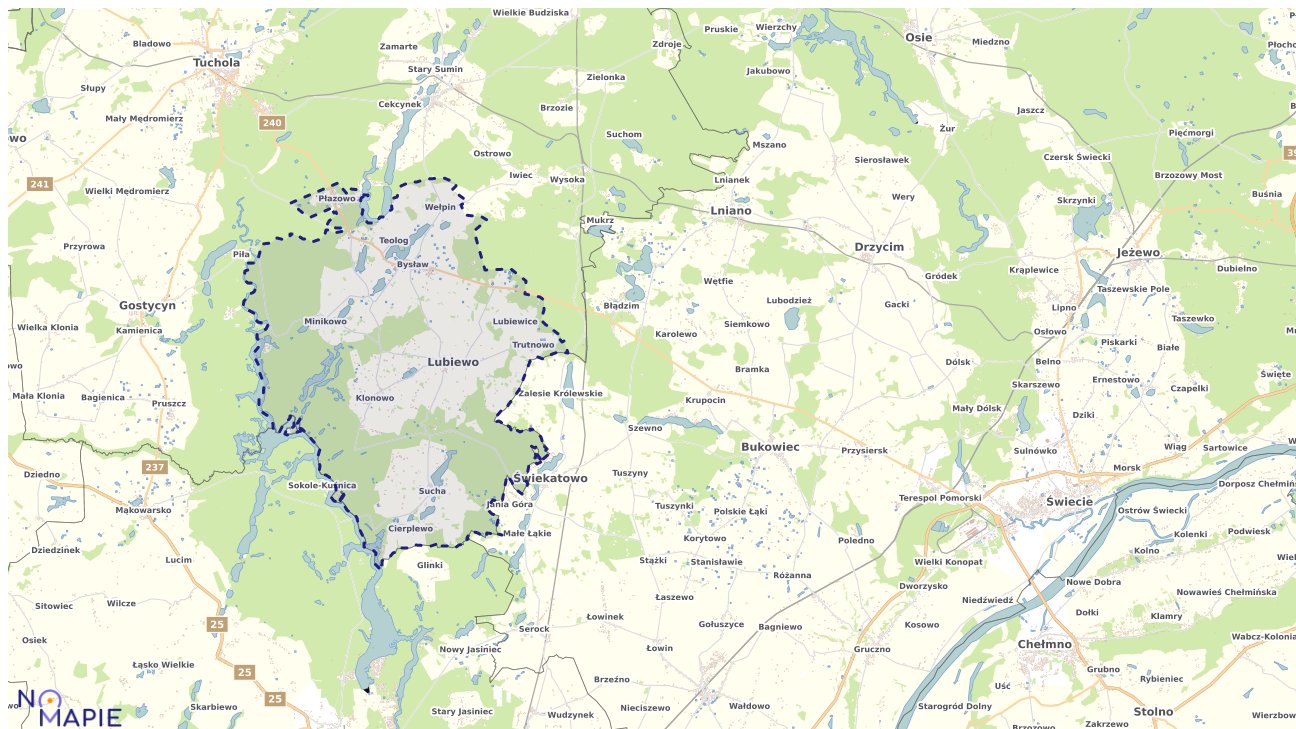 Mapa obszarów ochrony przyrody Lubiewa